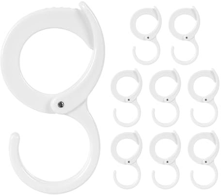 Pixaro 9 Stück S Haken Weiß - Haken zum Einhängen, Anti-Drop Haken für Kleiderstange, Kunststoff Garderobenhaken, S-Förmige Verriegelungshaken, Haken Kleiderstange für Kleidung, Küchenutensilien