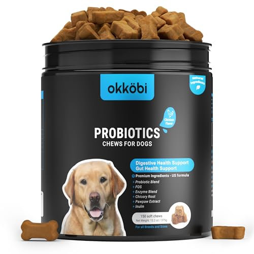 Probiotics for Dogs Chews 150PCs - Digestive, Gut Health & Diarrhea Support - Probiotic Chews For Dogs - Vet approved US Formula with Dog Probiotics, Enzymes & Natural Ingredients - Chicken