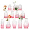 Lot de 12 petits vases en verre avec couvercles pour décoration de table, mariage, réception, maison, bouteilles vintage roses (12, rose)