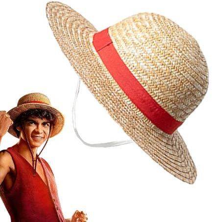 Genérico Luffy Straw Hat, Cosplay Straw Hat For Halloween Costume, Anime Cartoon Character Sun Hat For Kids Aldults