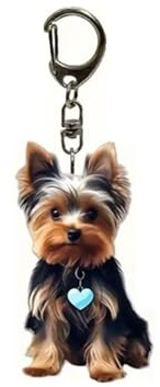 CMJ™ Porte-clés plat en acrylique Yorkshire Terrier Cadeau pour les amoureux des chiens de race Terrier Porte-clés 2D, multicolore, S
