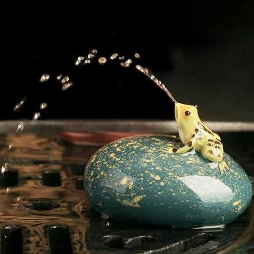 Magic Tea Pet Frosch, der Wasser sprühen kann, Zisha Kung Fu Frosch Teeset Ornament Zubehör, Dekoration für Teetisch Tearoom, für Teetrinker (2.Cyan B)