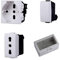 Cassetta Elettrica IP55, Completa Di Frutti Compatibile Con Bticino Matix, 4 Moduli Presa Schuko + Bipasso + Interruttore, Scatola Con Coperchio Da Muro Parete Esterno e Interno