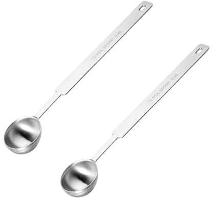 HoAhaMay 2 pièces Cuillères doseuses en acier inoxydable, cuillères doseuses de 5 ml, mini cuillères graduées pour mesurer les ingrédients liquides et secs pour le café et les épices
