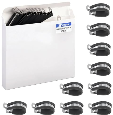 JTAREA 40MM Abrazaderas de Cable Clips de Goma P Abrazaderas de Manguera 1-9/16 Abrazadera de Tubo de Acero Inoxidable P Clip de Gomas con Tornillos