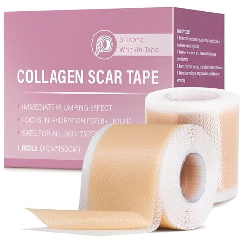 CUEMOON Silikon Narbenblätter, Silikon-Narben-Tücher, 4 X 150 Cm Silicone Scar Tape, Scar Tape für C-Sektion, Operationen, Verbrennungen, Keloid & Akne, Atmungsaktiv, Wasserfest