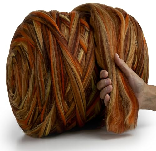 MeriWoolArt® XXL Merino Wolle Garn 100% Schurwolle (4-5cm Stärke), Extra Dicke Filzwolle für Trocken- & Nassfilzen, Armstricken, DIY Decke für Baby & Erwachsene – 100g