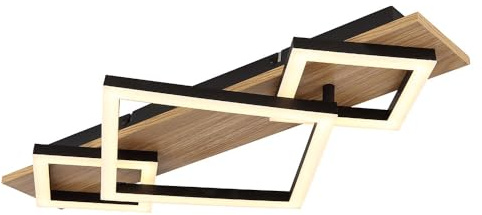 LED Design Light Wooden Ceiling Light Black Opal Living Room Light Metal 24 W 1000 lm Warm White L x W x H 54 x 31.2 x 7.5 cm