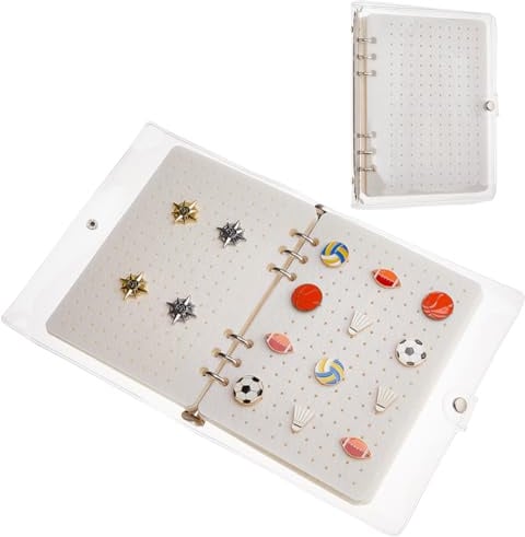 SUPERFINDINGS Emaille Pin Anzeigebuch A5 Sammlerset Mit Transparenter PVC Abdeckung Tragbarer Reiseordner Für Broschenkollektionen (Zubehör Nicht Im Lieferumfang Enthalten) Schwarz/Beige