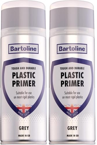 Bartoline Grey Plastic Primer Spray 400ml Matt Finish – Adhesion Promoter for Plastics, Car Parts, Models and DIY Projects (Pack of 2)
