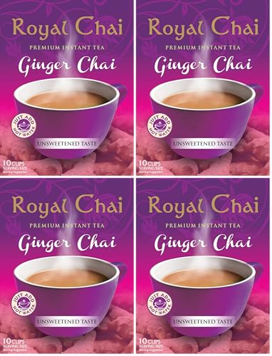 Royal Chai Ginger Instant Indian Tea Unsweetened (Pack of 4)