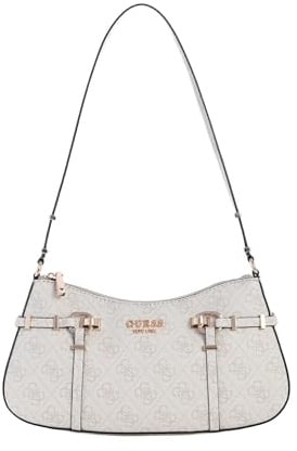 GUESS Schultertasche Leona Logo Shoulder Bag Bone Logo creme