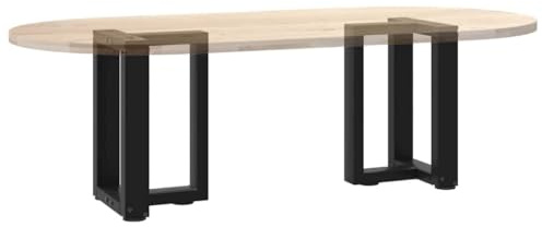 Vorpalize Möbelfüße Tischbeine Couchtischbeine T-Form, 2 STK. Schwarz, 28x25x(42-43) cm, robuster pulverbeschichteter Stahl, höhenverstellbar für Stabilität