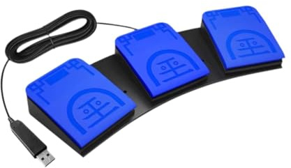 kesurpae Professioneller USB Fußschalter mit 3 programmierbaren Tasten für Gaming, Transkription und Instrumentensteuerung – USB Dreifach Fußschalterpedal, Blau, 34 x 11.5 x 4.3 cm
