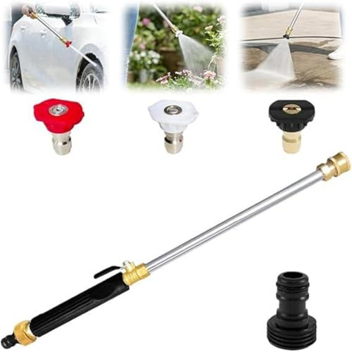 Buse À Eau Haute Pression Lance À Eau | Laveuse Électrique À Buse À Jetes pour Tuyau D'arrosage avec 3 Buses Haute Pression | pour Jardin, Lavage Auto, Vitres, Terrasse, Nettoyage Extérieur
