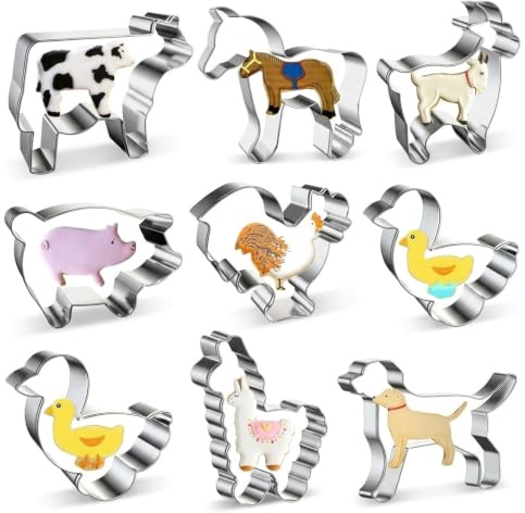 8 Stück Ausstechformen Set Bauernhof-Motive – Edelstahl Plätzchen Ausstecher für Ostern & Backen, DIY Cookie Cutter für Fondant und Kekse, Rostfrei & Vielseitig