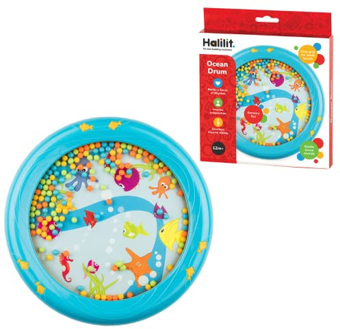 Halilit Children's Ocean Drum. Bead Sea Sound Wave Musical Instrument. BPA Free. Robust Kids Sensory Percussion Toy for Toddlers. Age 12 months +