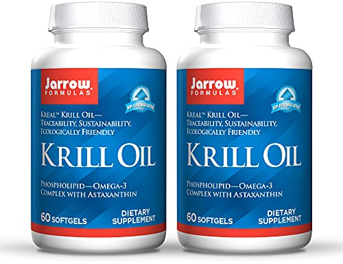 Jarrow Formulas Krill Oil - 60 Softgels - Phospholipid Omega-3 Complex with Astaxanthin - May Support Lipid Management, Brain Function & Metabolism - 30 Servings