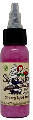 REACH-konforme Sailor Jerry Tattoofarbe Cherry blossom 30 ml. Deutsche Tattootinte, Made in GERMANY und mit Zertifikat, Tätowierfarbe, Tattoo Ink, deutsche Tattoofarbe