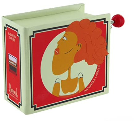 Lutèce Créations Spieluhr/Spieldose/Musikdose/Musikbox mit Handkurbel in Form eines illustrierten Pappbuchs mit 18-Ton-Spielwerk - Habanera - Carmen - Die Liebe ist ein wilder Vogel (Georges Bizet)