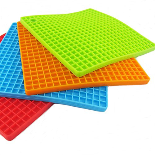 Lot de 4 dessous de plat en silicone antidérapants résistants à la chaleur, Silicone, Carré