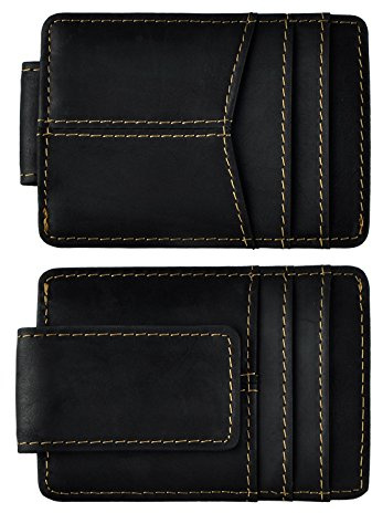 Le’aokuu Herren Echtes Leder Geldbörse Dollar Clip Kreditkartenetui Kreditkartenetui Schlanke Handliche Brieftasche 1017