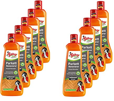 Poliboy - Parkett Renovierer Seidenmatt - für strapazierte Holz- und Korkböden - Bodenreinigung - 10er Pack - 10x500ml (5 Liter) - Made in Germany