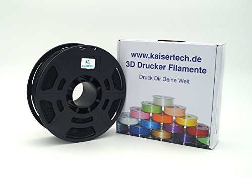 Kaisertech | Filament PLA 1,75mm 1kg Spule 3D Drucker | PLA Filament 1kg Spool 3D Printer 1.75mm | sehr viele Farben | Toleranz beim Durchmesser liegt bei +/- 0,02mm | PP 1.75, Schwarz