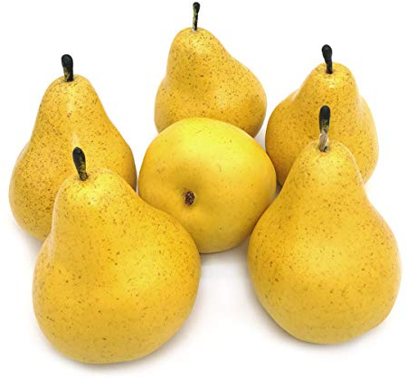 J-Rijzen 6pcs Fake Pears Artificial Fruits Vivid Yellow Pear for Home Fruit Shop Supermarket Desk Office Restaurant Decorations Or Props (Yellow)