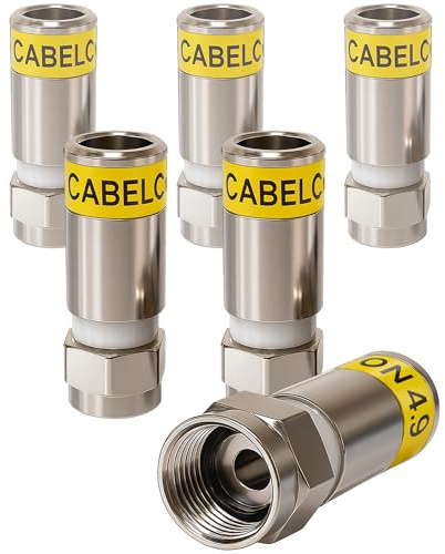 1STec 6 x RG6 Cabelcon 4.9 Crimp on compression Hex head screw type male F-connector plugs for coaxial aerial cables used by Virgin Media Digital coax signal lead broadband TiVo TV Box Cablecon