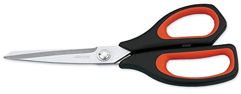 Arcos Serie Prochef - Caja 12 uds Tijeras de Cocina - Hoja de Acero Inoxidable - 235 mm - Mango de Polipropileno Color Negro y Rojo (12 UDS)