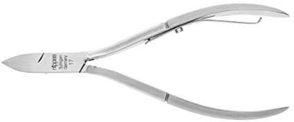 Nippes Solingen Eckenzange für Nägel, 13 cm, Vernickelter Stahl, Profi Nagelzange für die Fußpflege, Fussnagelzange, Made in Germany