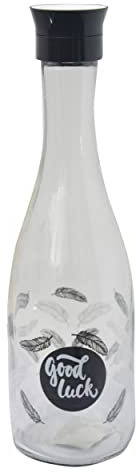 Hogar y Mas Botella Cristal 1L, Botellas Transparentes para Agua, Leche, Zumo, Bebidas 1000 ml. Botella Decorativa Diseño Original 31,5 cm - Negro