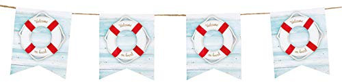 PARTY DISCOUNT Fahnenkette Navy Rettungsring, aus Papier, 4 m
