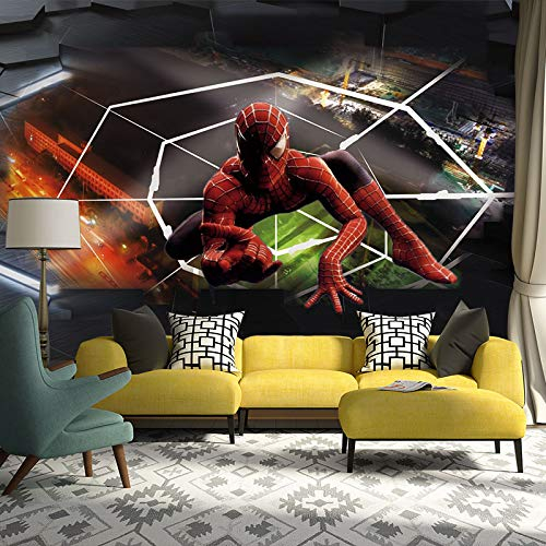 Tapisserie Photo 3D Spiderman Photo Papier Peint Peintures Murales Murales Murales Murales 3D modernes Salle de séjour Chambre à coucher Papier peint auto-adhésif en vinyle/soie-350X250CM