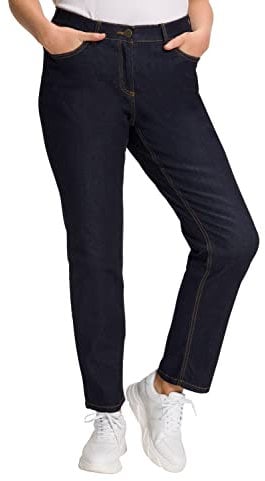 Ulla Popken Damen Slim-jeans Jeans, Dark Blue Denim, 36W / 32L EU
