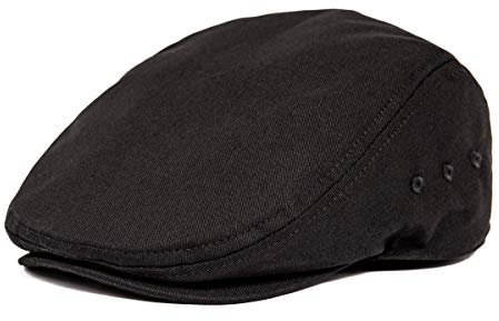 JANGOUL Herren Ivy Cap Baumwoll-Twill Newsboy Flat Hat, Schwarz, 59 EU