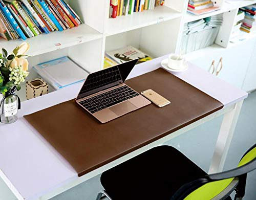 Wasserdichte Schreibtischunterlage aus Leder mit Kantenschutz für Büro/Zuhause, große Schreibtisch-Organizer-Matte für Tastatur, Laptop, Mauspad, dunkelbraun, 50 x 100 cm