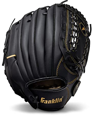 Franklin Sports Baseball and Softball Glove - Field Master - Baseball and Softball Mitt - Adult and Youth Glove - Right Hand Throw - 12 - Black/Gold