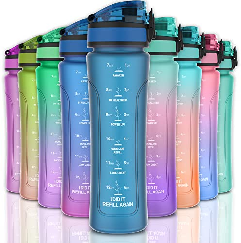 KITART 450ml Kids Sports Water Bottles for School with Chug Lid (Blue)