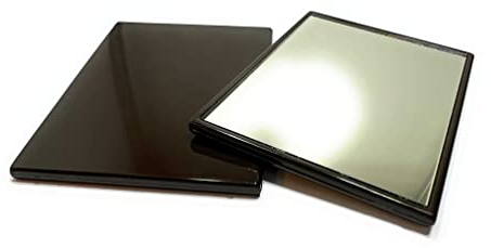 niavida Eckiger Kleiner Taschenspiegel - Handspiegel, Kunststoff-Korpus, Glas-Spiegel, Rahmenfarbe BRAUN