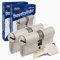 GERCAR Pro 2x Schließzylinder 45/45 gleichschließend Set 2 Profilzylinder inkl. 10 Schlüssel - 90 mm Türschloss Zylinderschloss 2er Zylinder - Länge: 90mm, A:45 B:45 - Messing matt massiv