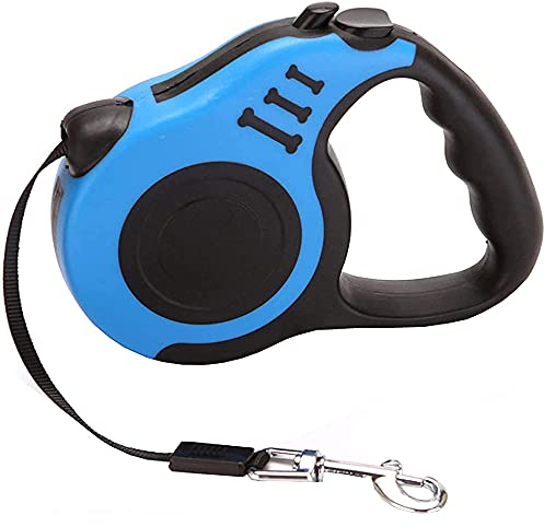 Hundeleine,Flexi Leine, Hundeleine 5m, Hundeleine Rollleinen für Kleine und Mittelgroße Hunde bis 20kg, Hundeleine Ausziehbar mit Anti-Rutsch Griff, Blau