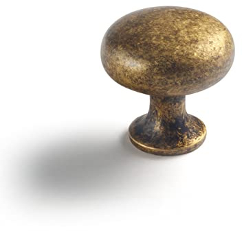 Goo-Ki Vintage Retro Antique Brass Zinc Alloy Cabinet Knob - Single Hole Center Affordable Luxury Cabinet Pull Hardware for Bedroom, Kitchen, 6 Pack…