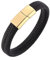 Aotiwe Freuntschafts Armbänder, Dankeschön Geschenke Einfaches Armband aus Geflochtenem Lederband Gold Schwarz Edelstahl 18.5cm