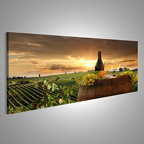 Bild auf Leinwand Weinberg Chianti Toskana Weißweinfass Italien Wandbild Poster Kunstdruck Bilder