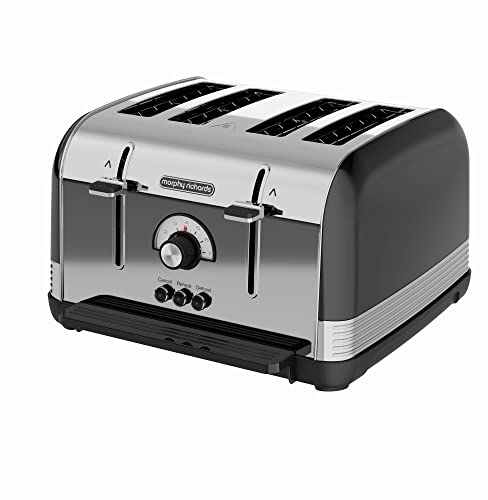 Morphy Richards 240331 Toaster with a Power of 1800 W Venture Retro-black-240331, Stainless Steel