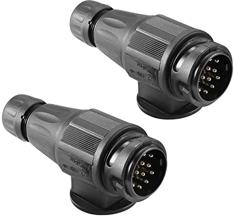 DARKGUARD 2 Pedazo Enchufe 13pines Remolque 12v ISO1724,Impermeable,Zócalo Caravana 13Pines Macho, Adaptador Enchufe 13pin per Remolque,Conector 13polos 12v per Agrícola Camión Caravana (DG13P-2)