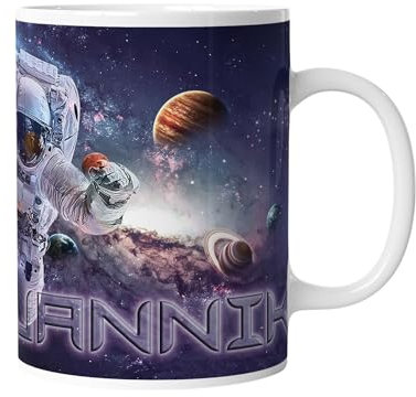 timalo® Tasse Planeten mit Namen bedrucken lassen | Individuelle Tasse mit Wunschname für Jungen Kinder Weltraum Motiv Mug-space4