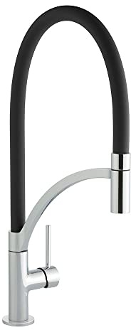 Cookology Giglio Pull-Out Single Lever Kitchen Tap - Chrome Black - Pull-Out Spout - High-Arched Design - Water-Saving Mixer